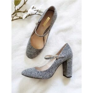 Louise et Cie Jayde Mary Jane block heel pump tweed fabric black/white 8.5M​